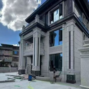 吉林市 别墅干挂，芝麻白与芝麻黑完美配合